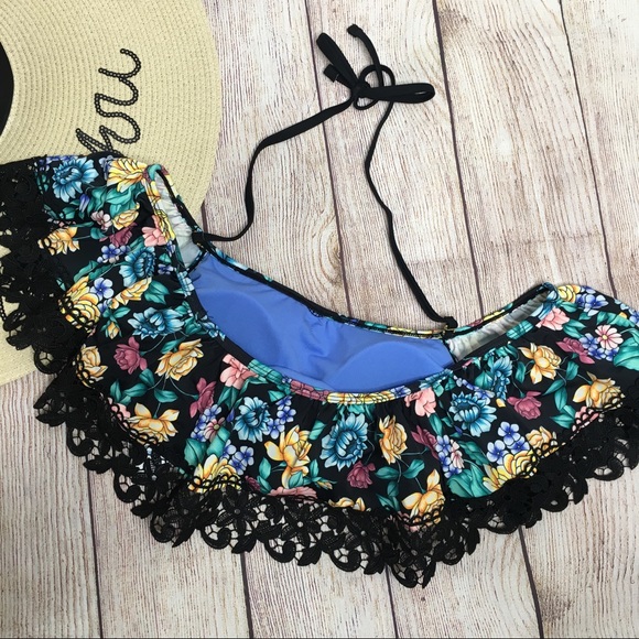 Time & Tru Floral Off the Shoulder Bikini Top Size 8-10 - Picture 6 of 9